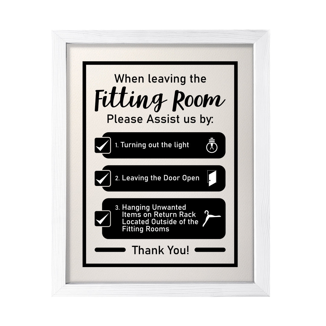 Designs ByLITA When Leaving The Fitting Room Please Assist Us By, Wall Print Art | Retail Store Decoration (Unframed or Framed)