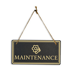 Maintenance 5x10 Hanging Plus Wall or Door Sign | Rustic Twine | Workplace Signage