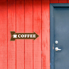 Arrow Shape Coffee 12x4" Wall or Door Sign | Funny Home Decor | Shop Décor