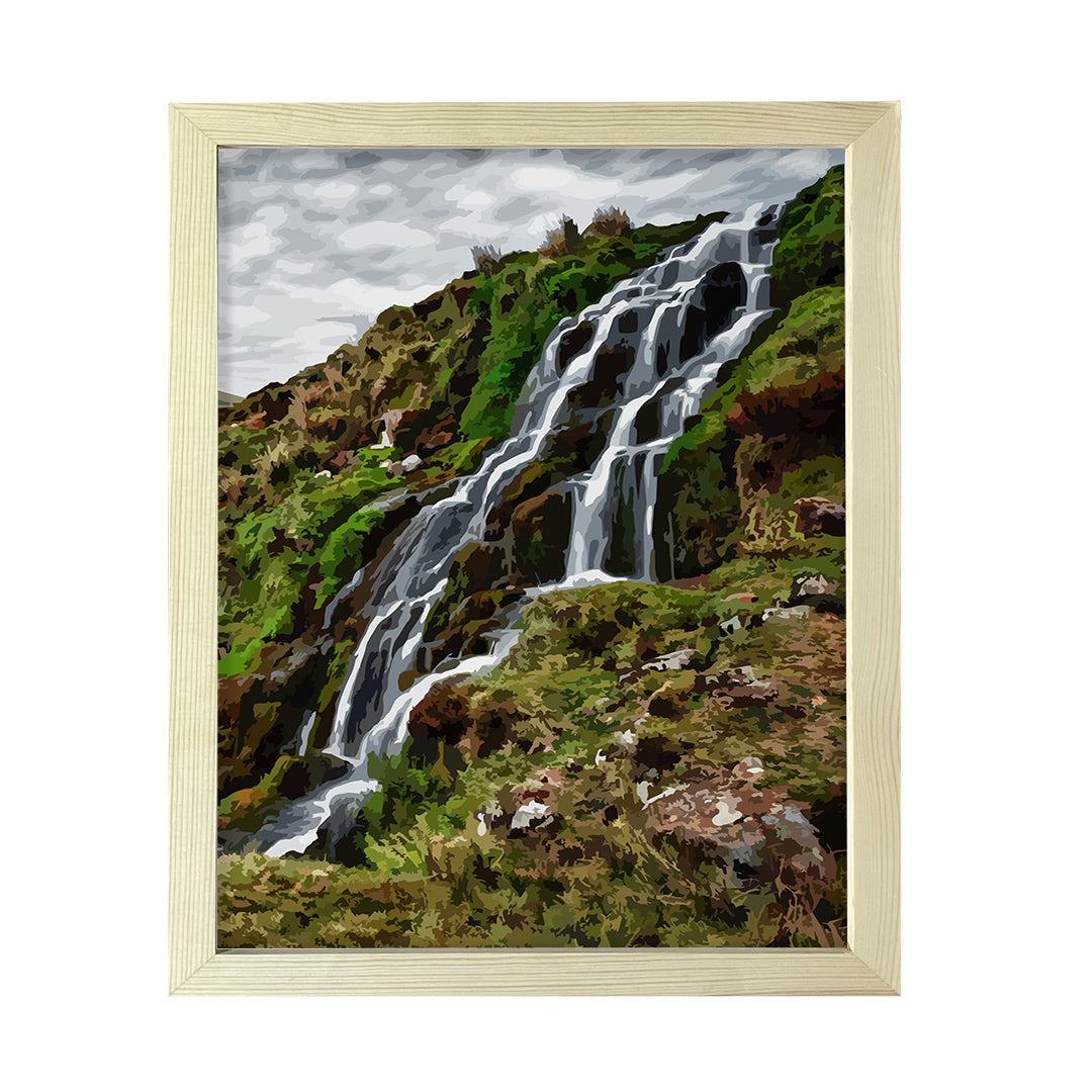 Designs ByLITA Highland Hillside Waterfall, Wall Print Art | Beautiful Flowers | Stylish Modern Decoration For The Home and Office