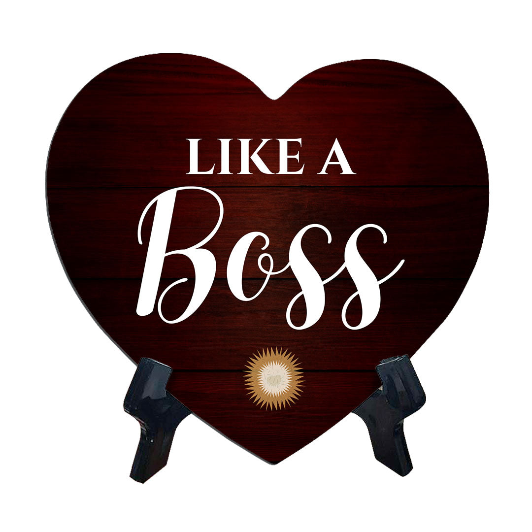 Home & Office Desk Decor Heart Table Sign with Acrylic Stand (6x5“)