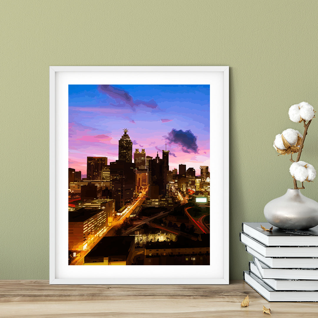 Designs ByLITA Sunset City Skyline, Wall Print Art | Old Masterpieces | Stylish Modern Decoration For The Home and Office