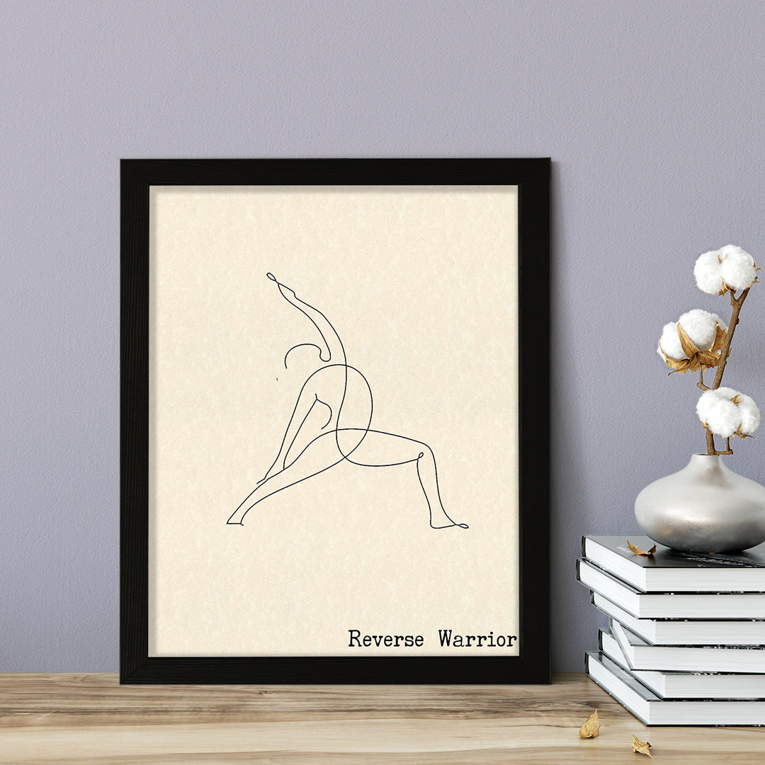 Reverse Warrior, FRAMED Print Yoga Wall Art