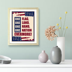 Designs ByLITA One Flag, One Land, One Hand, One Nation - Evermore!, Wall Print Art | USA Patriotic Decoration (Unframed or Framed)