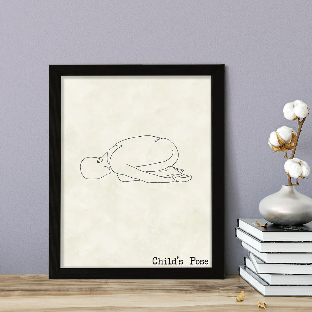 Child's Pose, FRAMED Print Yoga Wall Art