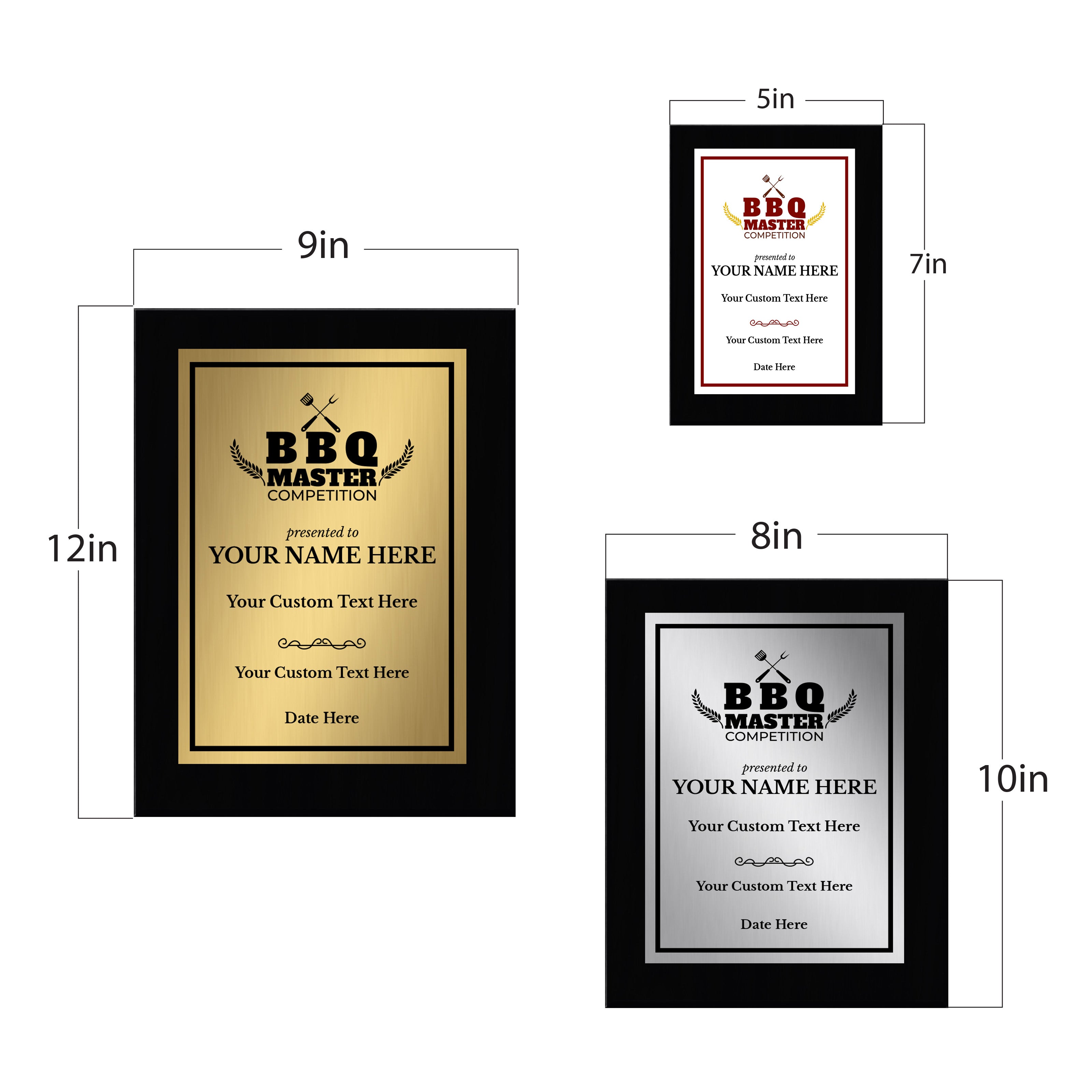 BBQ Master Competition Customizable Black Frame Award Plaque | Easel Mount Option | Achievement and Recognition Personalizable Plaques