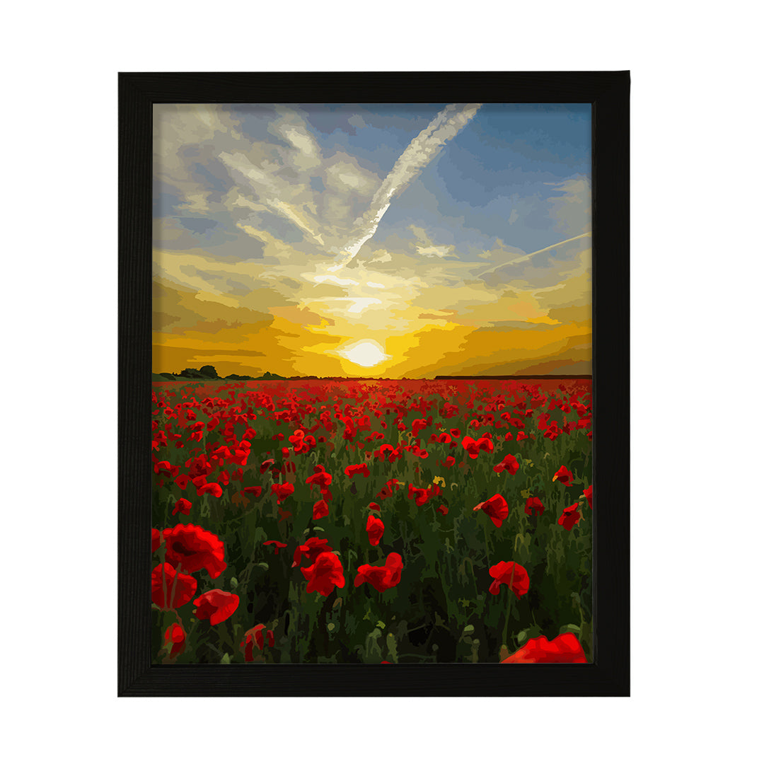 Designs ByLITA Poppy Field Twilight, Wall Print Art | Beautiful Flowers | Stylish Modern Decoration For The Home and Office