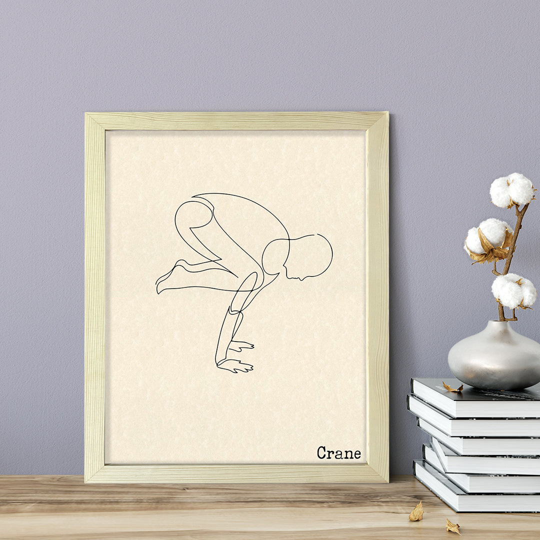 Crane, FRAMED Print Yoga Wall Art
