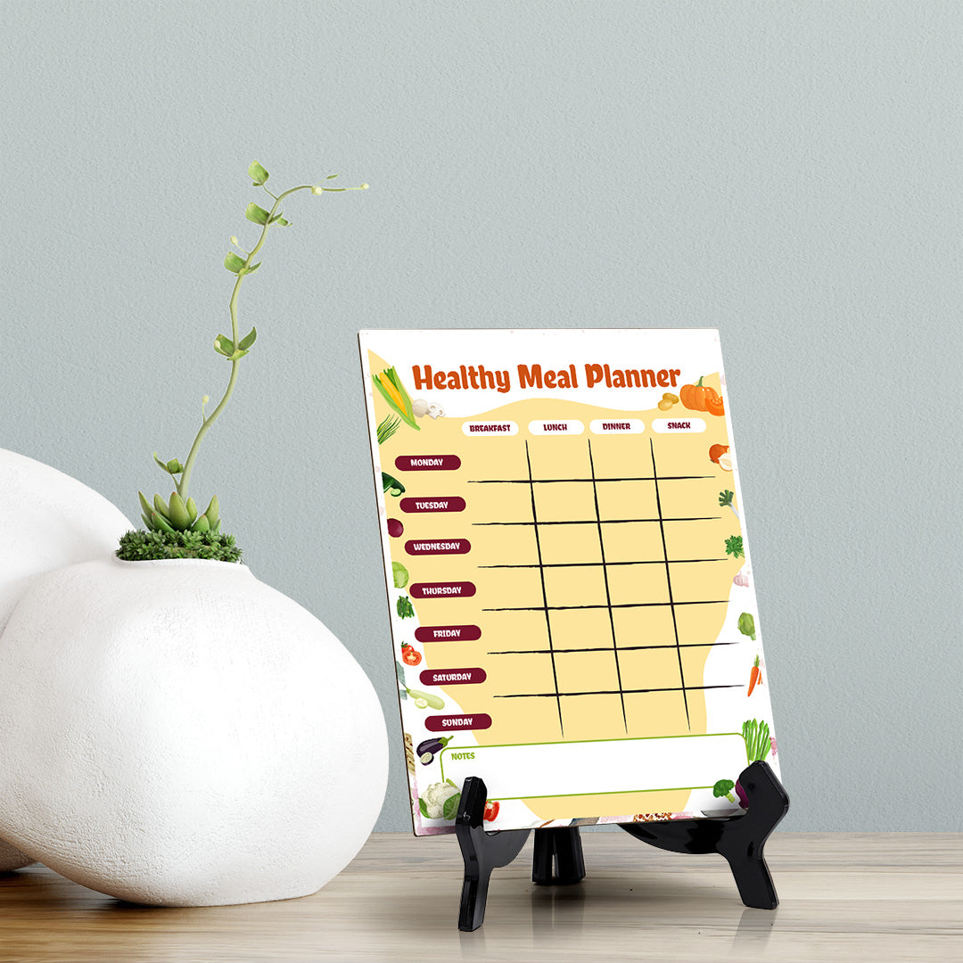 Healthy Meal Planner Dry Wipe Liquid Chalk Table Sign (6x8") Office And Home Reminders | Personal Schedule | No Pen Included