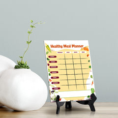 Healthy Meal Planner Dry Wipe Liquid Chalk Table Sign (6x8") Office And Home Reminders | Personal Schedule | No Pen Included
