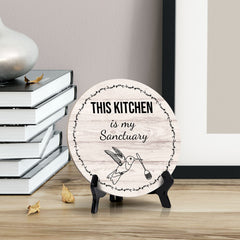 Round This Kitchen Is My Sanctuary Wood Color, Circle Table Sign (5x5")