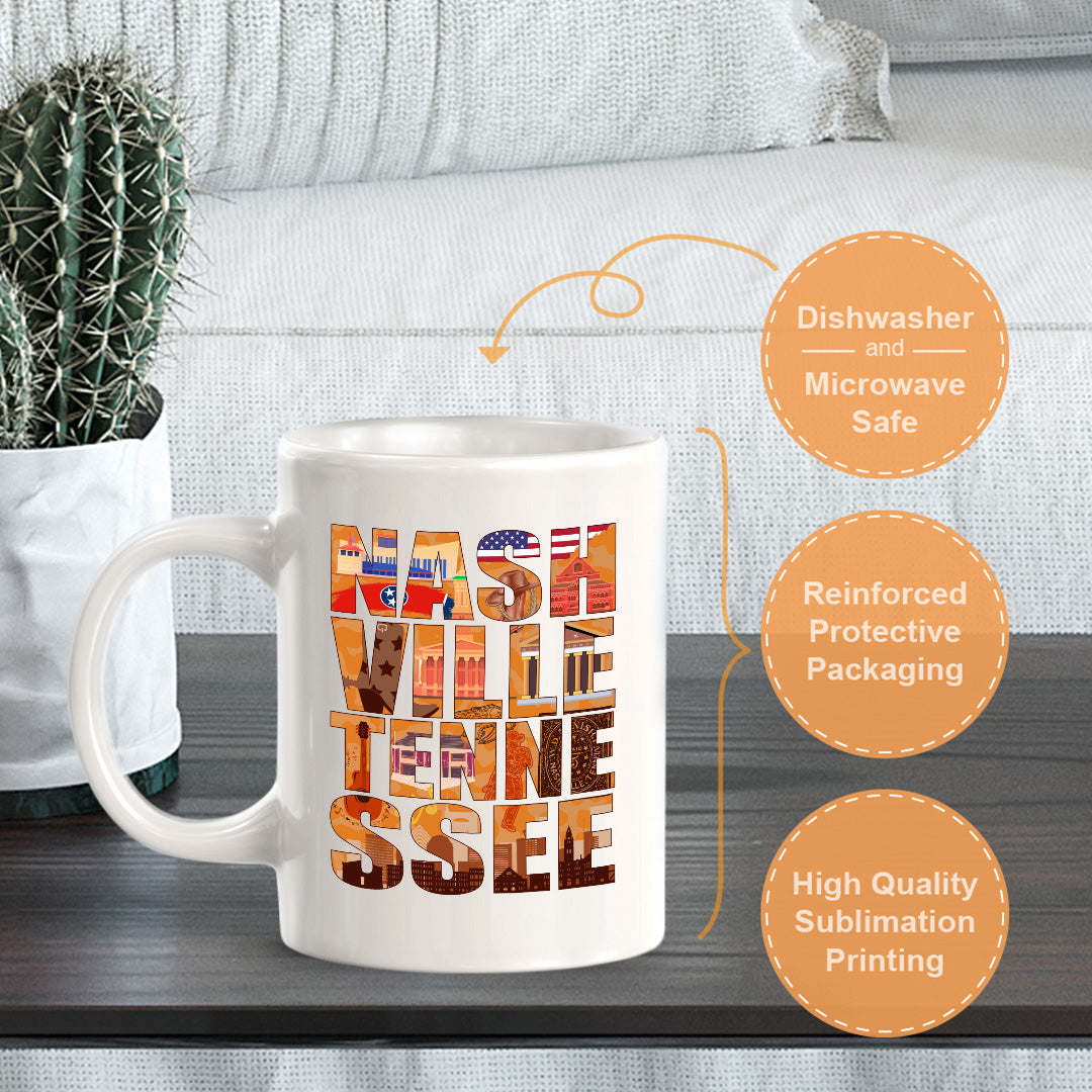 Nashville, Tennessee 11oz Plastic or Ceramic Mug | American Cities Coffee Cups