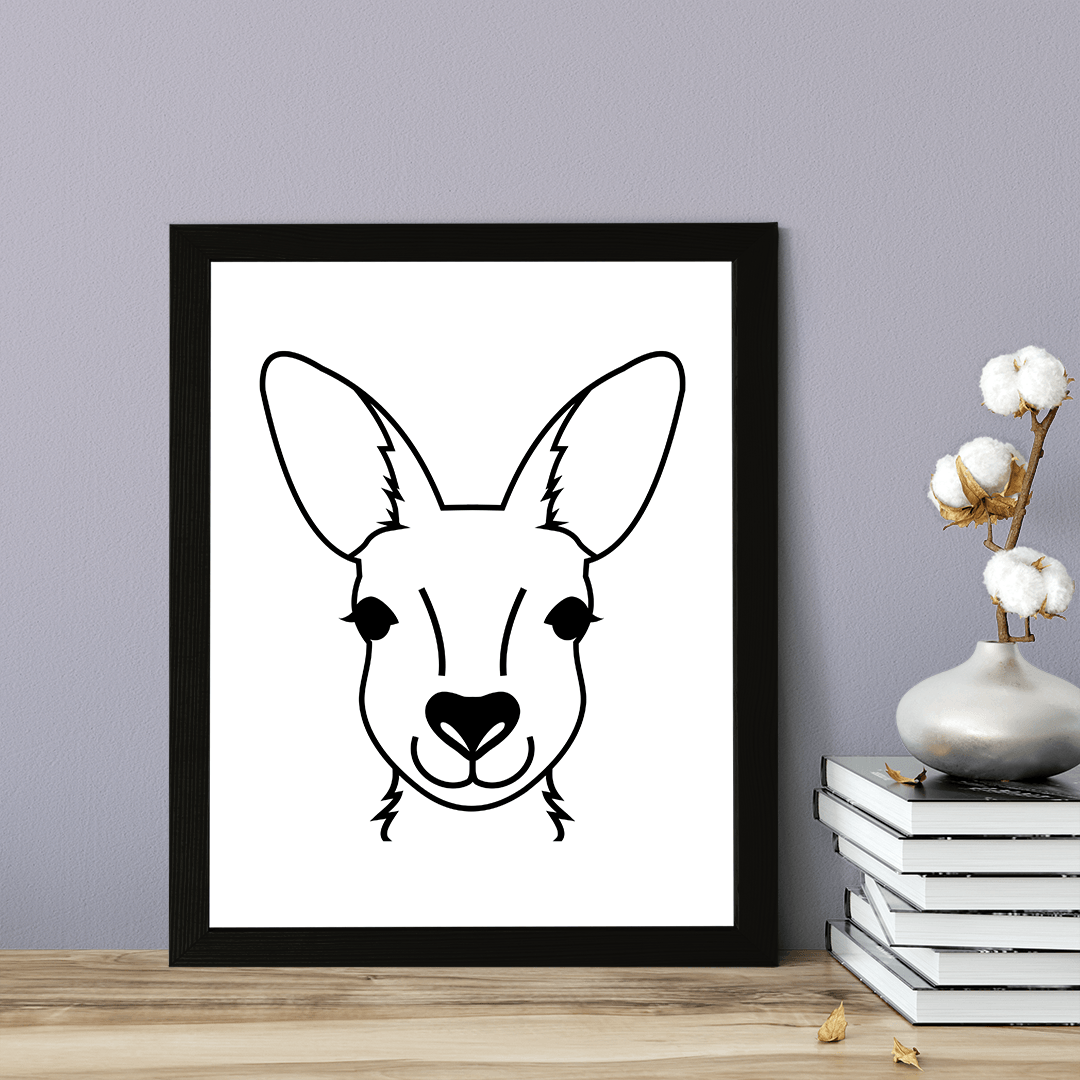Designs ByLITA Kangaroo Outlined version, Wall Print Animals Art | Family Presents | Bedroom | Stylish Kindergarten Decor