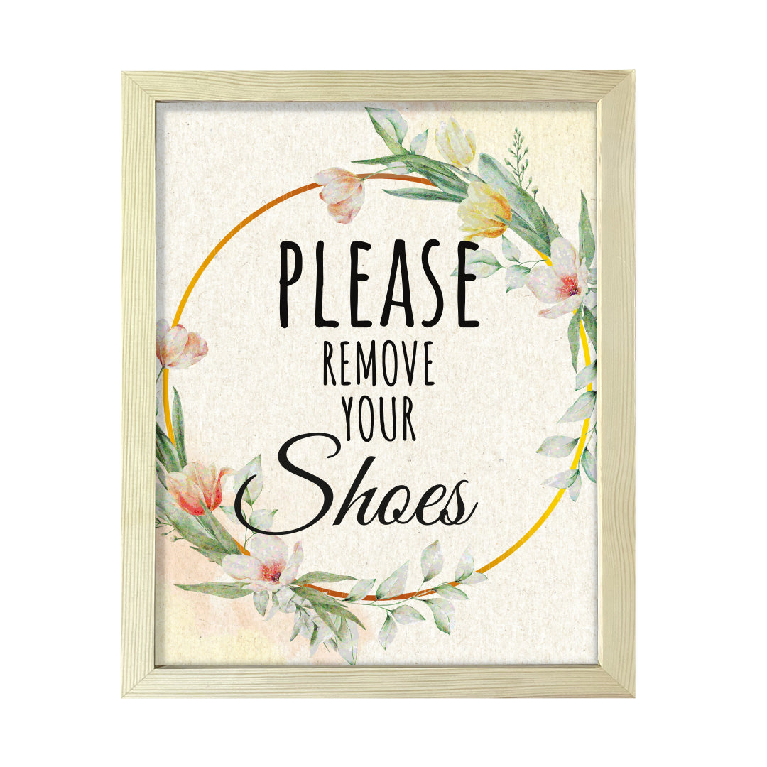 Signs ByLITA Please Remove Your Shoes, Floral FRAMED Print Short Term Rentals Guest Signage Hospitality Wall Art