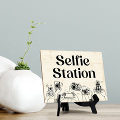 Signs ByLITA Selfie Station Wedding Decoration Table Sign with Acrylic Stand (6x8“)