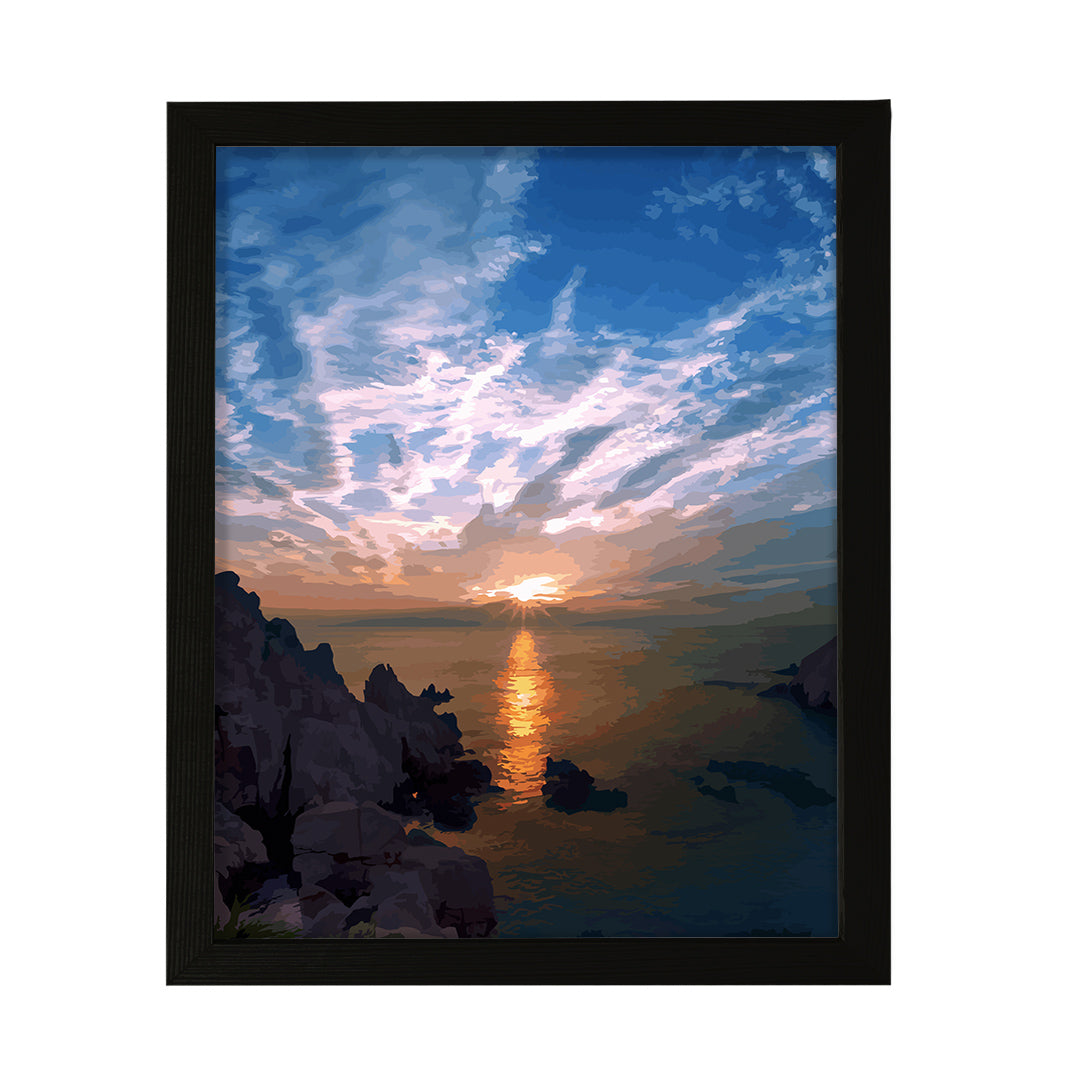 Designs ByLITA Clifftop Sunset Bliss, Wall Print Art | Old Masterpieces | Stylish Modern Decoration For The Home and Office