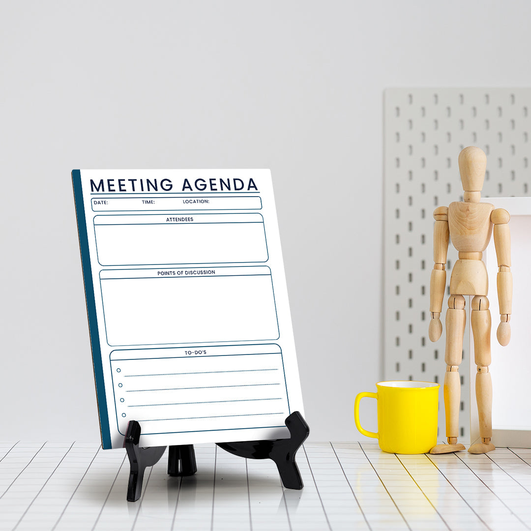 Meeting Agenda Dry Wipe Liquid Chalk Table Sign (6x8") Office And Home Reminders | Personal Schedule | No Pen Included