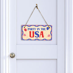 Party In The USA 5x10 Hanging Plus Wall or Door Sign | USA Home Decor
