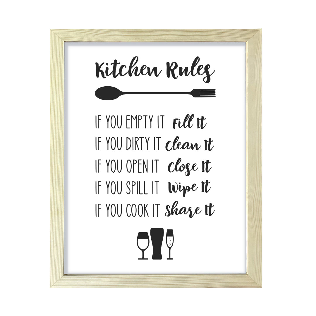 Kitchen Rules, Framed Wall Art, Home Décor Prints