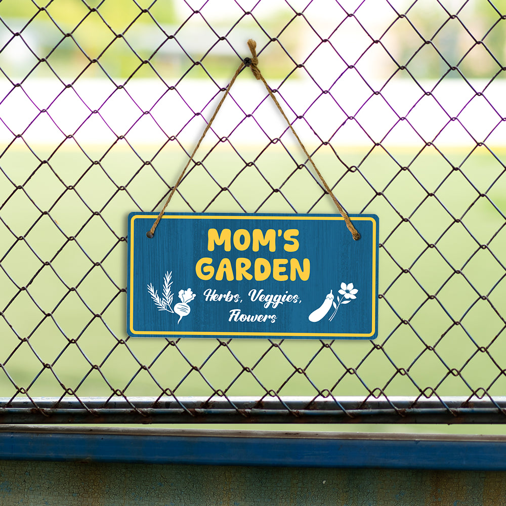 Mom's Garden Herbs, Veggies, Flowers 5x10 Hanging Plus Wall or Door Sign | Home Decor