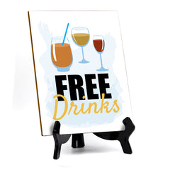 Signs ByLITA Free Drinks 1, Table Sign with Acrylic Stand (6x8“)
