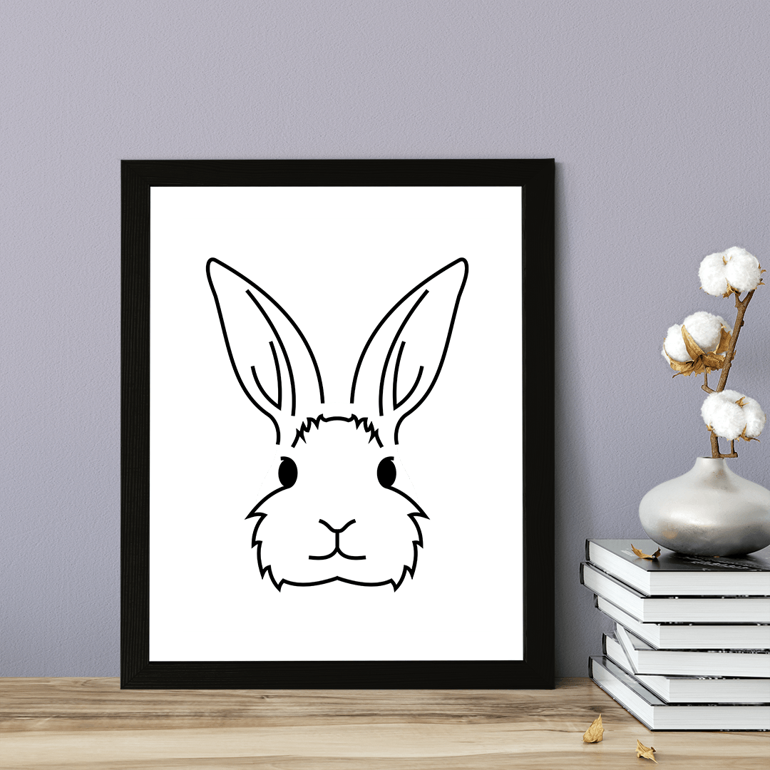 Designs ByLITA Bunny Outlined version, Wall Print Animals Art | Family Presents | Bedroom | Stylish Kindergarten Decor
