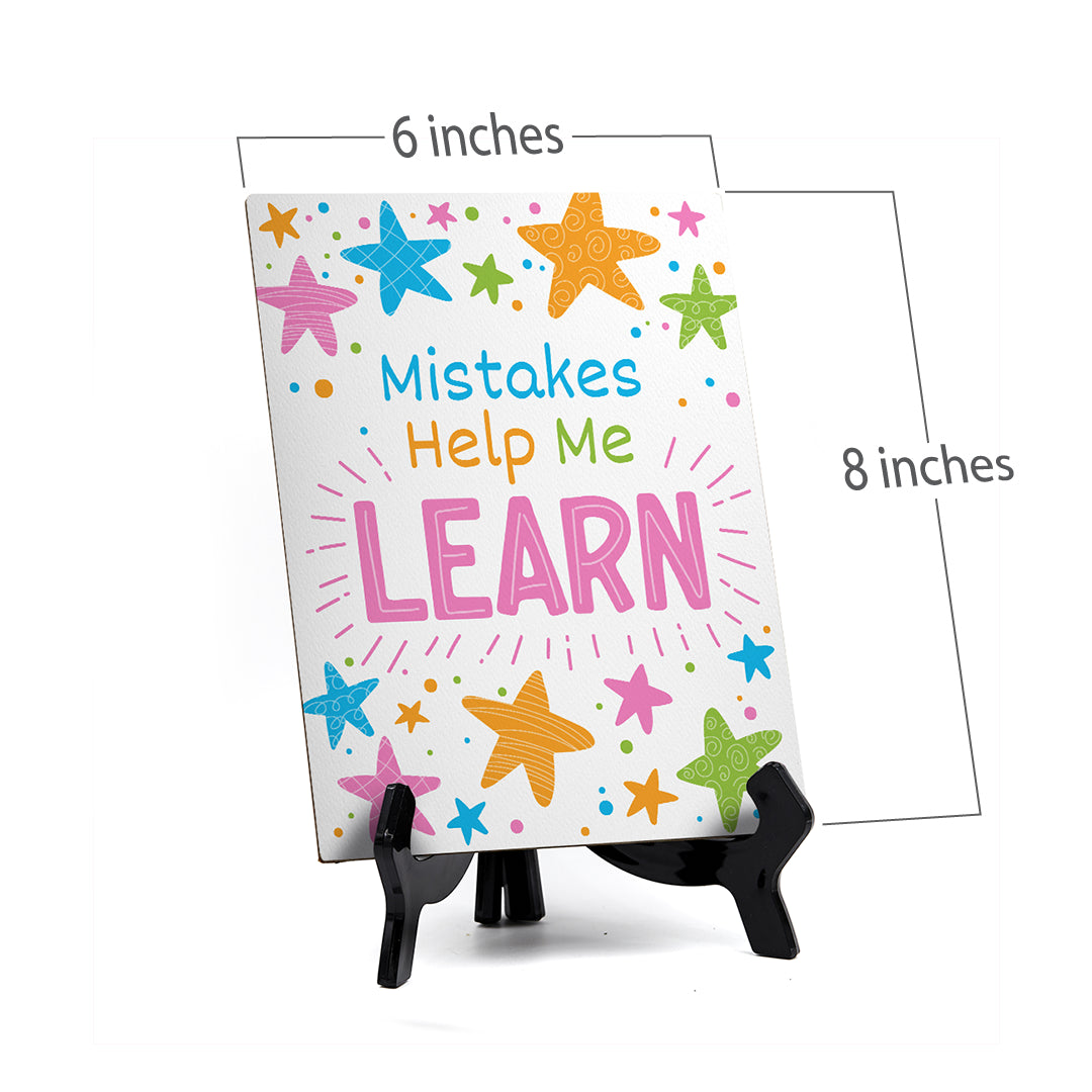Mistakes Help Me Learn Table Sign with Acrylic Stand (6x8“) | Elementary School Decoration