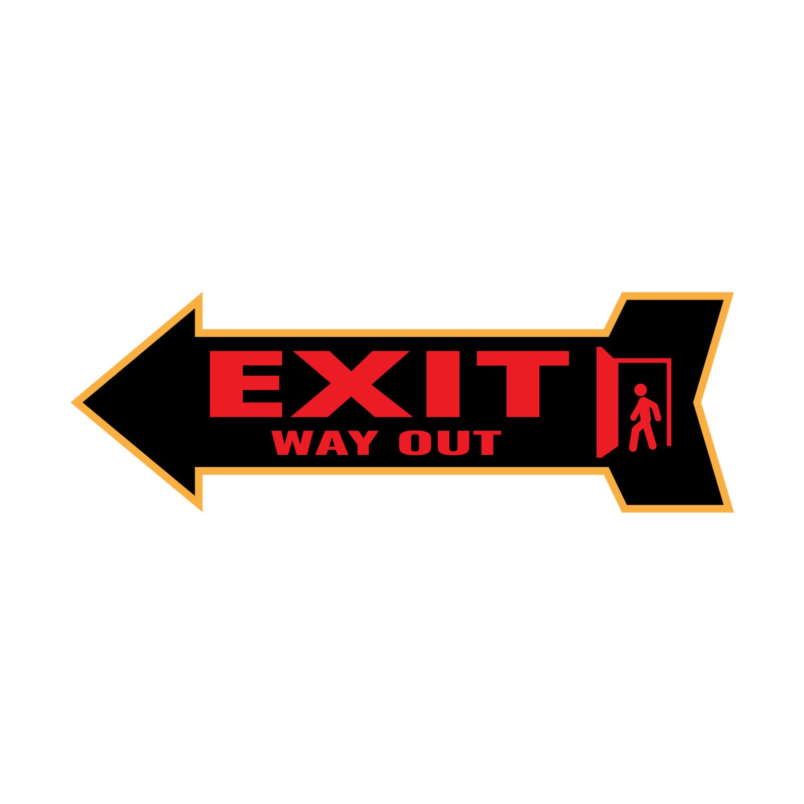 Arrow Shape Exit Way Out 12x4" Wall or Door Sign | Public Signage
