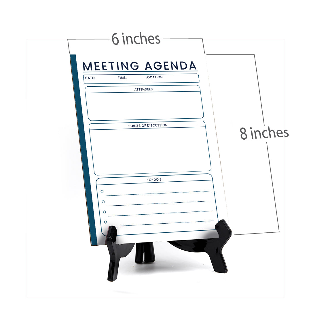 Meeting Agenda Dry Wipe Liquid Chalk Table Sign (6x8") Office And Home Reminders | Personal Schedule | No Pen Included