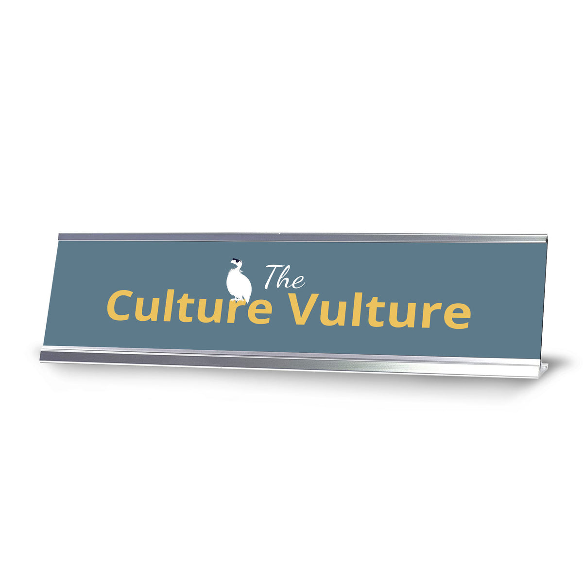 The Culture Vulture, Silver Frame Desk Sign (2x8)
