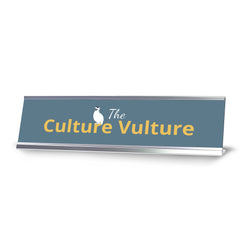 The Culture Vulture, Silver Frame Desk Sign (2x8)