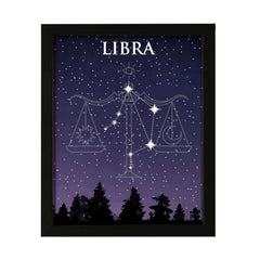 Designs ByLITA Libra Zodiac Sign Night Sky, Wall Print Art | Home and Office Decor | Astrology Star Sign Bedroom Decoration | Perfect Gift