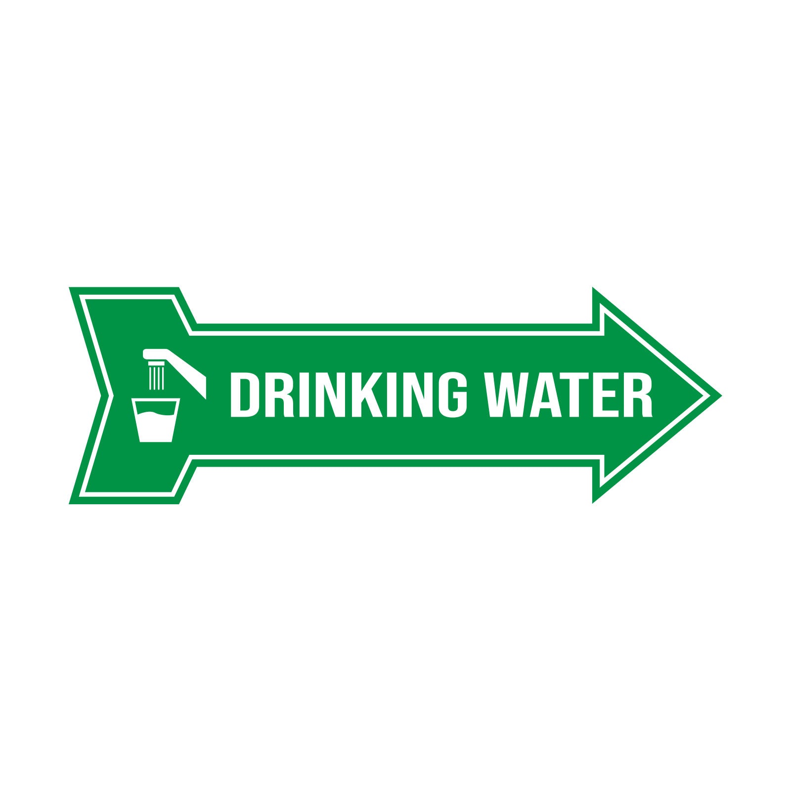 Arrow Shape Drinking Water 12x4" Wall or Door Sign | Public Signage