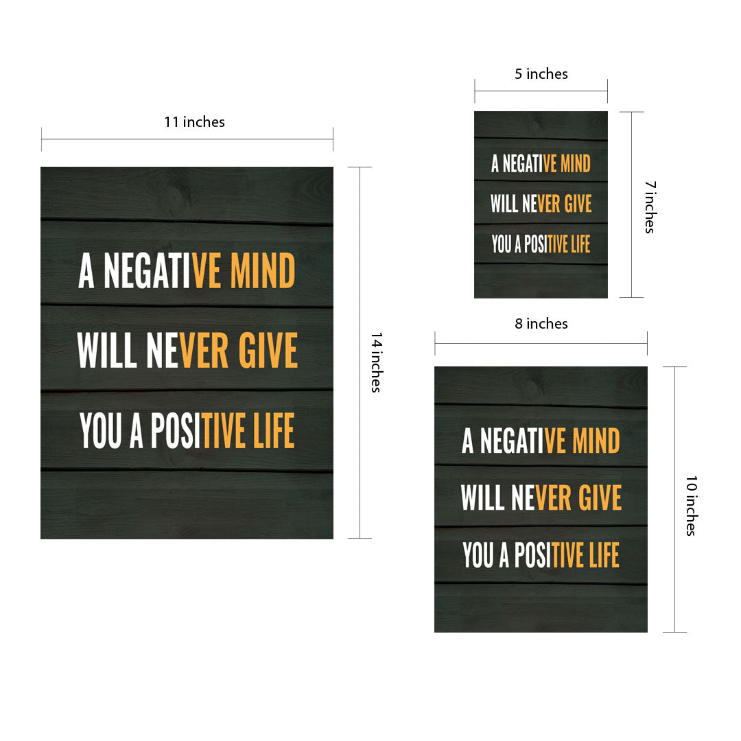 Designs ByLITA A Negative Mind Will Never Give You A Positive Life, Wall Print Art | Motivational Home Decor