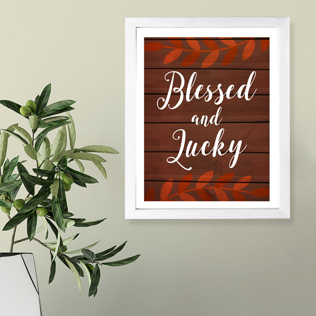 Designs ByLITA Blessed And Lucky, Framed Wall Art Print | Religious Church & Home Decor
