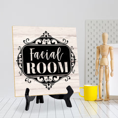 Facial Room 5"x 5" Square Table Sign With Acrylic Easel | Home & Office Decor