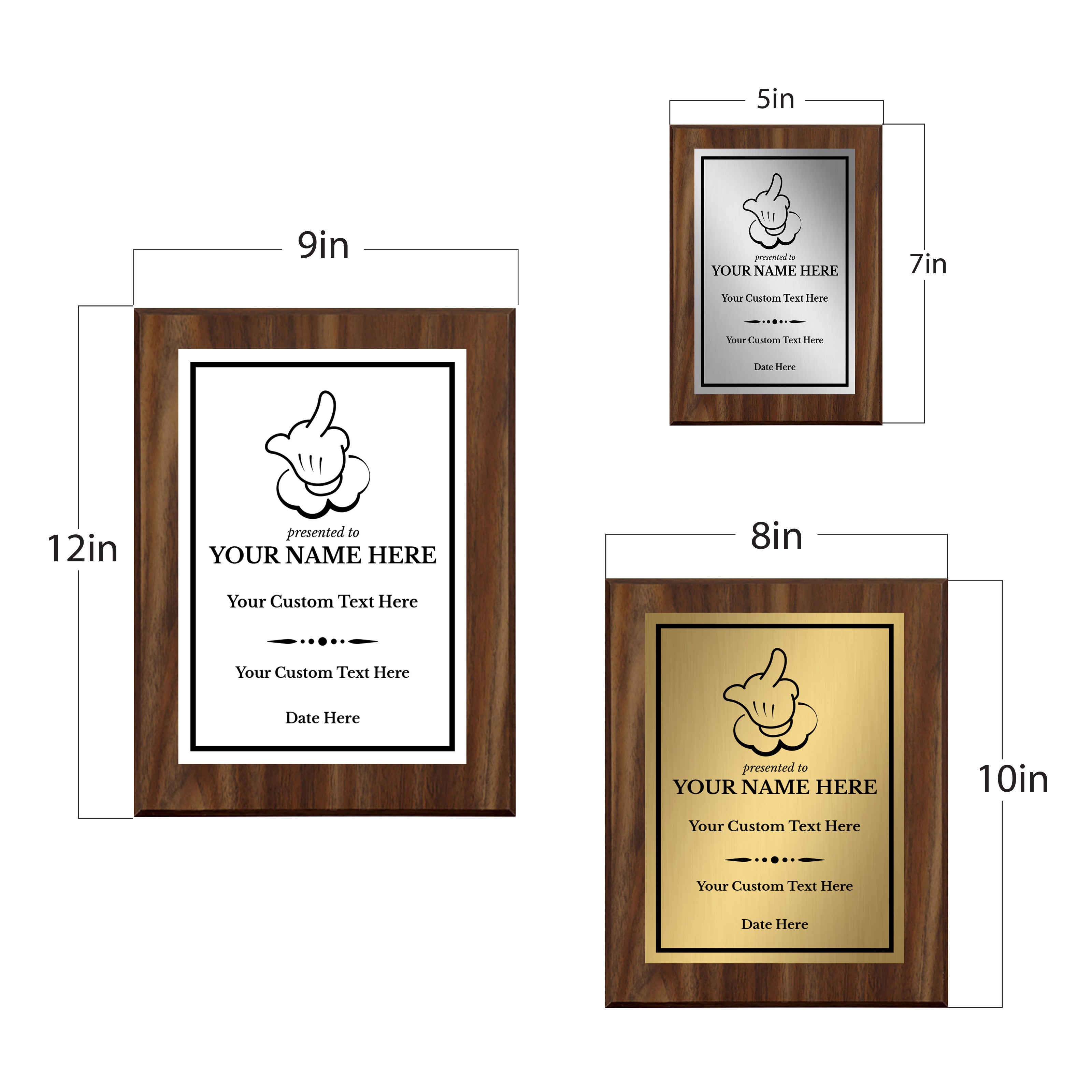 Middle Finger Novelty Funny Customizable Award Plaque |Easel Mount Option | Funny Parody Achievement Personalizable Plaques