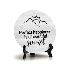 Signs ByLITA Round Perfect Happiness Is a Beautiful Sunset Table Sign (5x5")