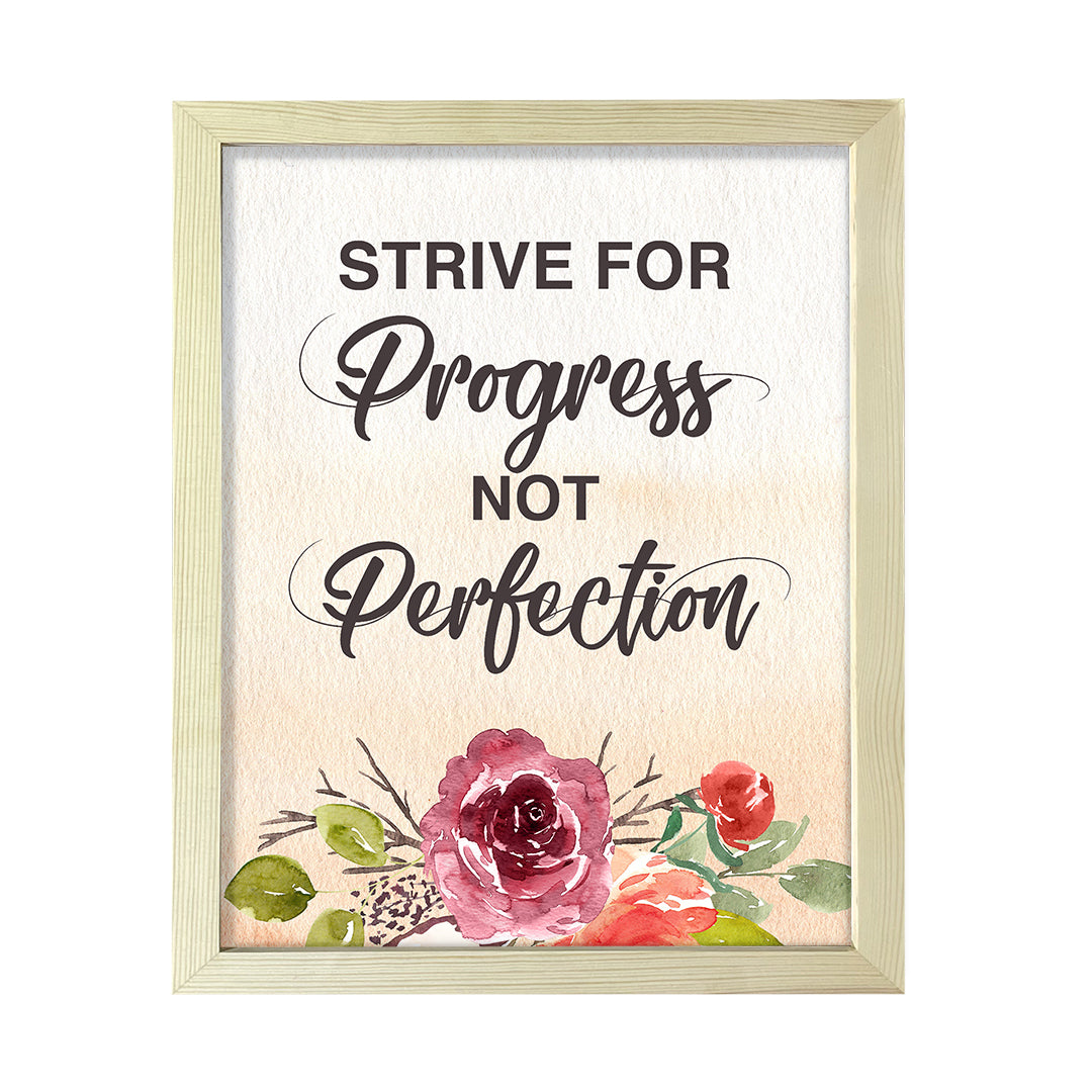 Strive for progress not perfection, Watercolor Framed Kitchen Wall Art