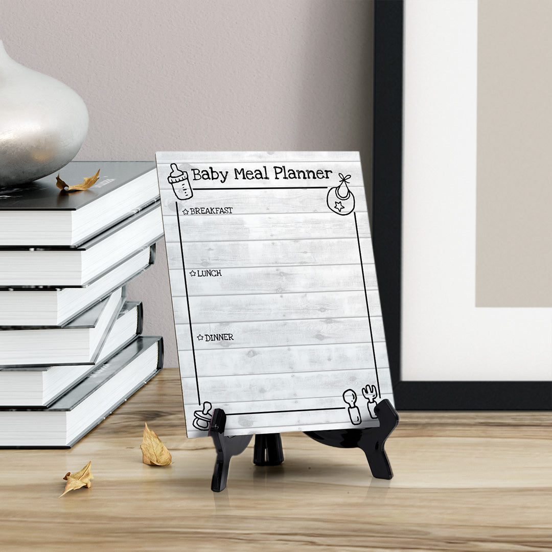 Baby Meal Planner Breakfast, Lunch, Dinner (bullet list) Wipe Dry Table Sign (6x8") Office And Home Reminders | Personal Schedule | No Pen Included