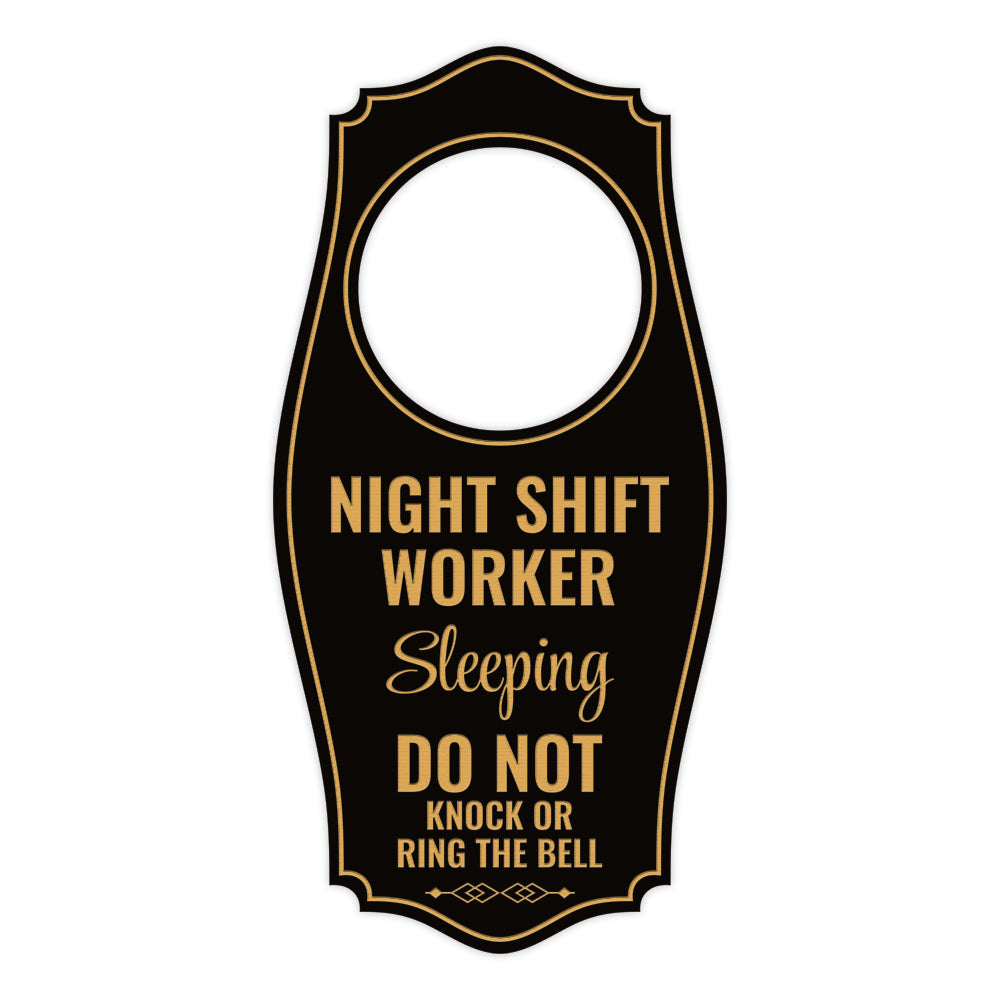 Night Shift Worker Sleeping Do Not Knock Or Ring The Bell Door Hanger | House or Business Door Sign