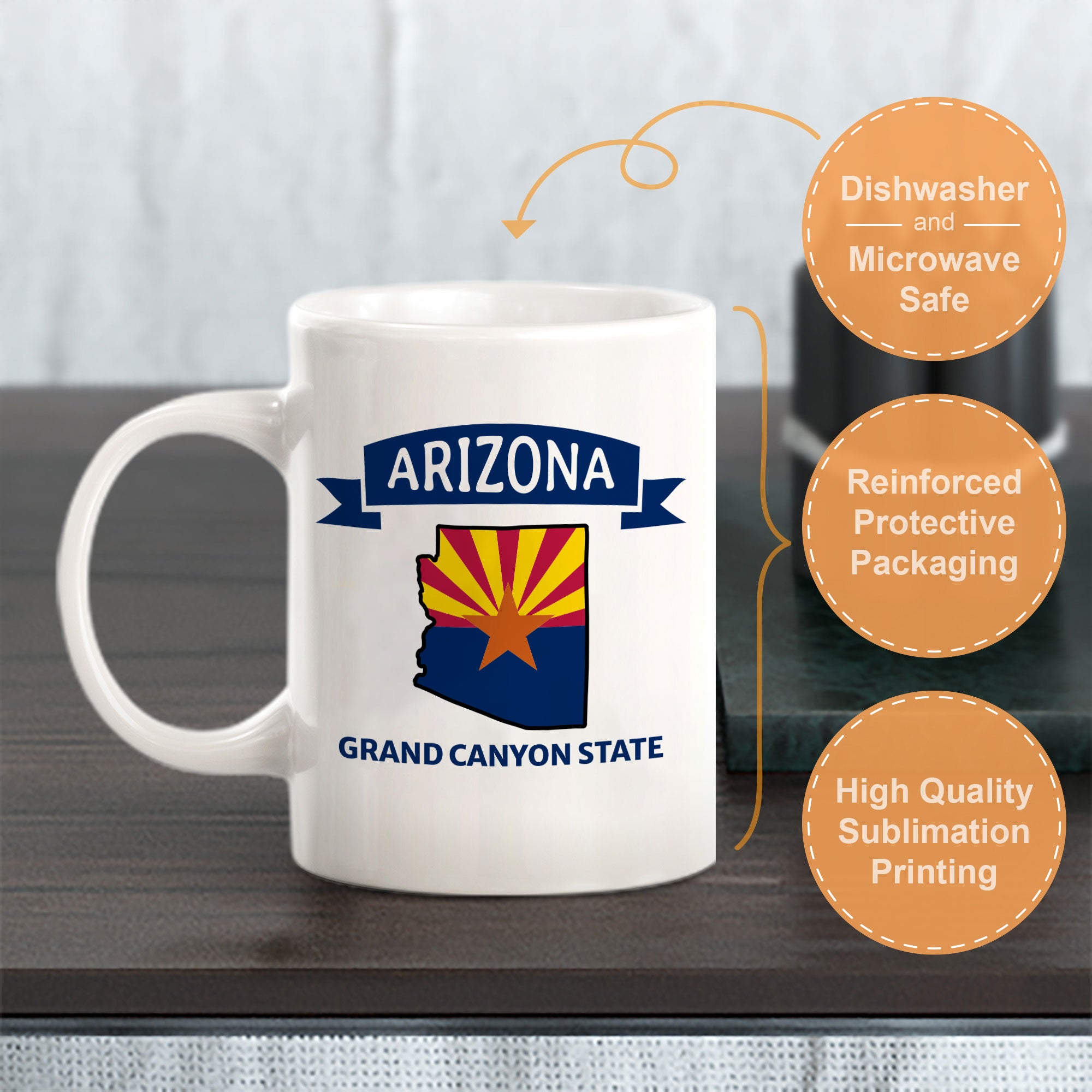 Designs ByLITA Arizona: Grand Canyon State 11oz Plastic or Ceramic Coffee Mug | State Pride Collection
