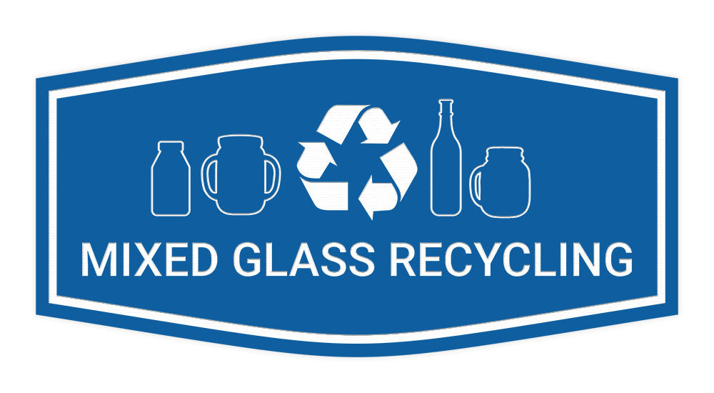 Fancy Mixed Glass Recycling Wall or Door Sign
