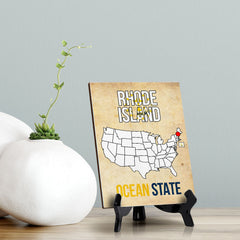 Rhode Island: Ocean State Table Sign with Acrylic Stand (6x8“) | State Pride Collection | Perfect Gift for Coworkers or Family