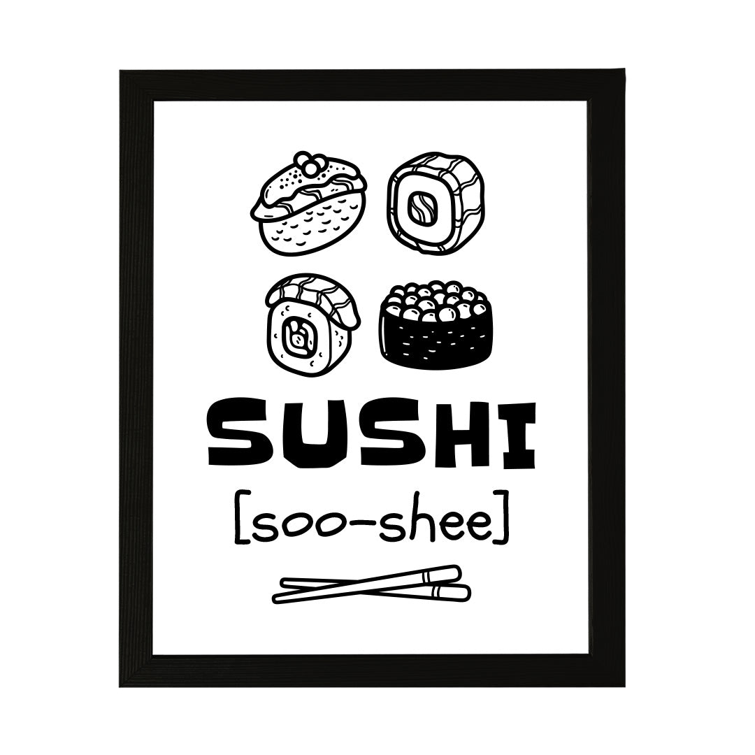 Designs ByLITA Sushi (Soo-Shee), Framed Print Inspirational Wall Art | Decoration For Sushi Lovers