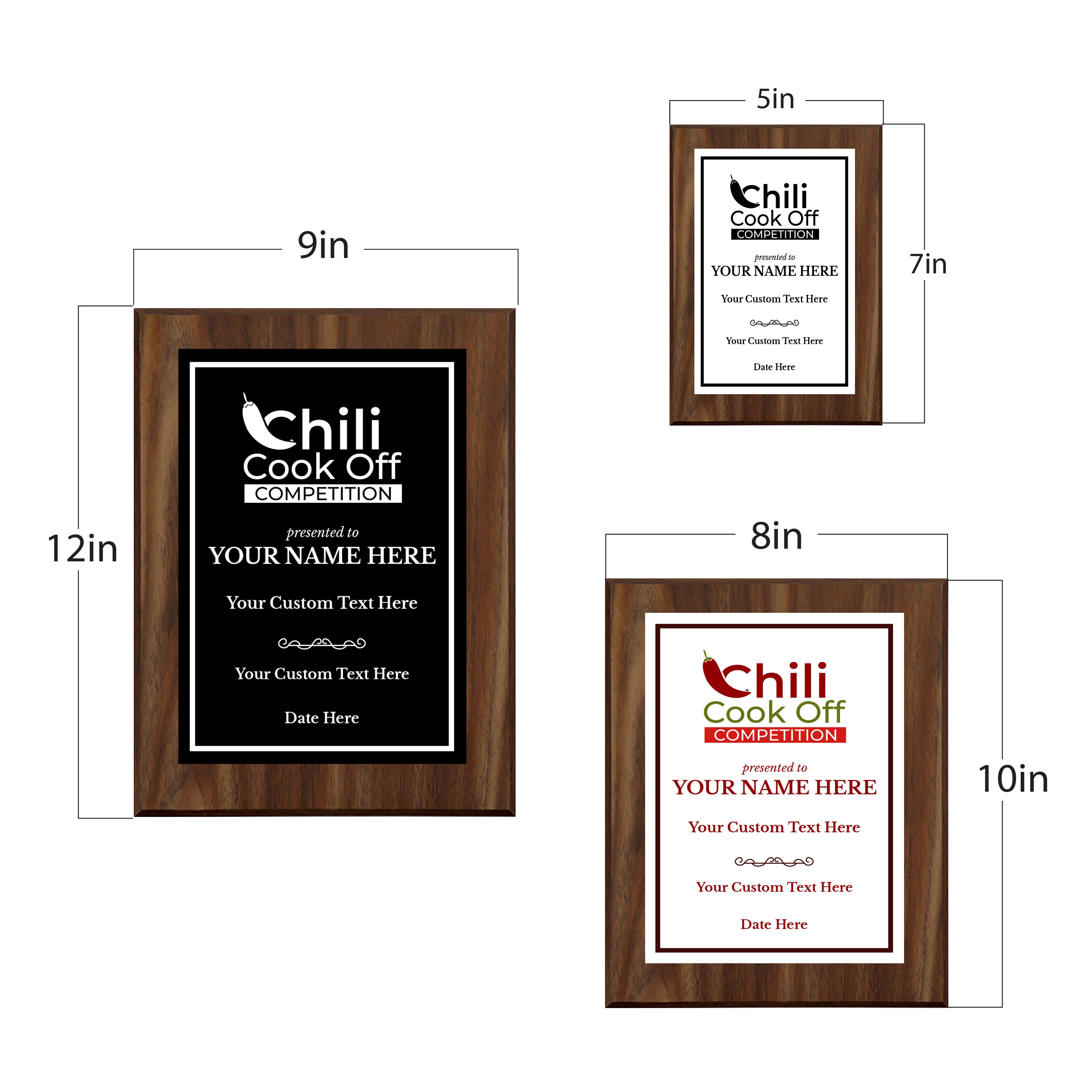 Chili Cook Off Competition Customizable Award Plaque | Easel Mount Option | Achievement and Recognition Personalizable Plaques