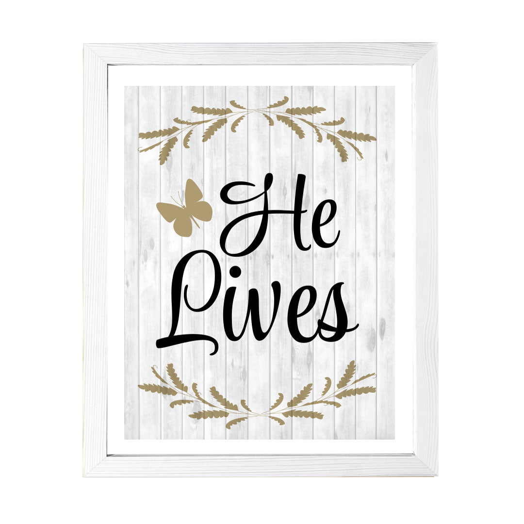 Designs ByLITA He Lives, Framed Wall Art Print | Religious Church & Home Decor