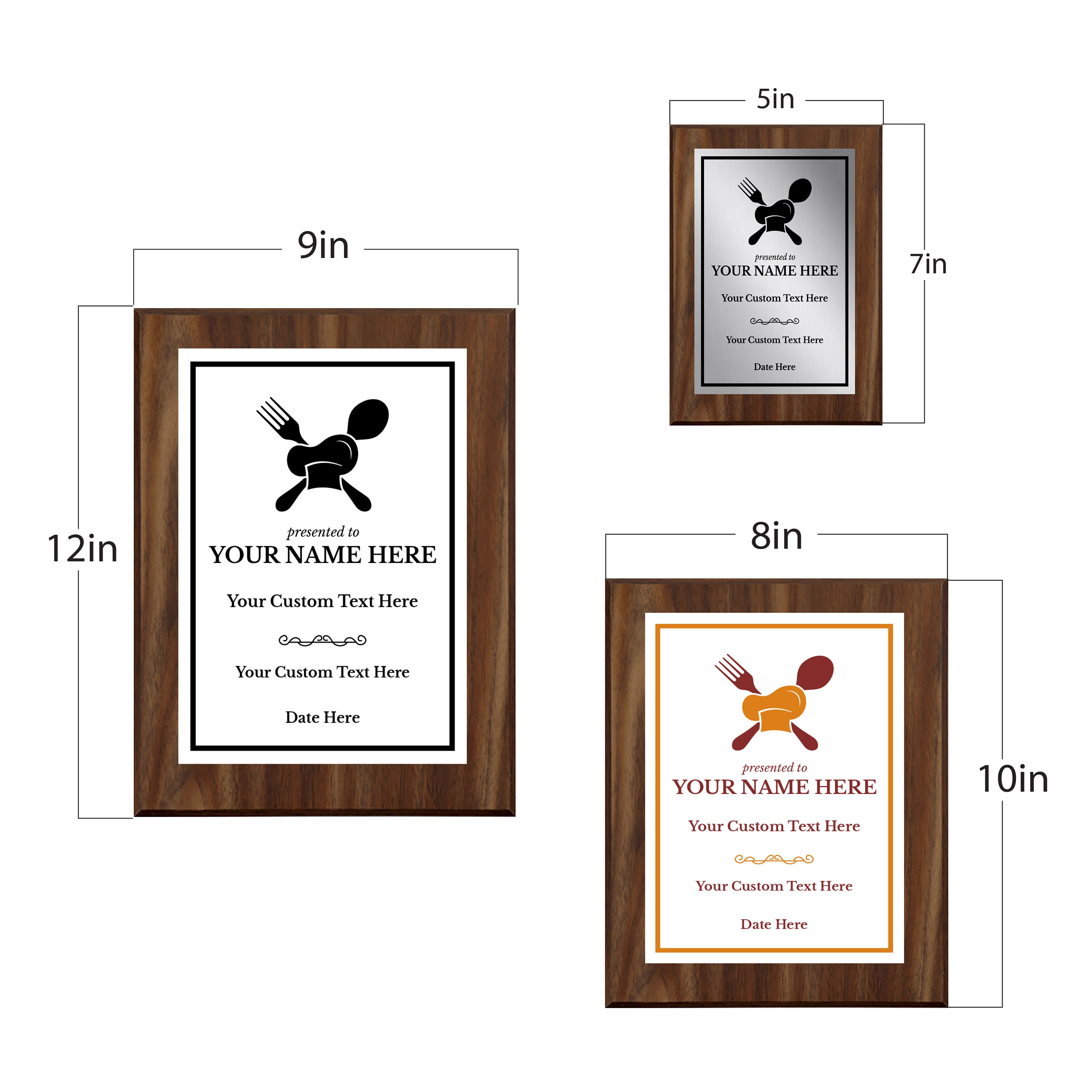Cooking Competition and Chef Customizable Award Plaque |Easel Mount Option | Recognition of Achievement and Service Personalizable Plaques