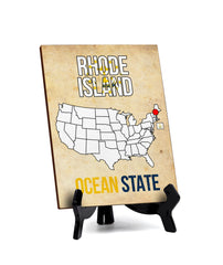 Rhode Island: Ocean State Table Sign with Acrylic Stand (6x8“) | State Pride Collection | Perfect Gift for Coworkers or Family