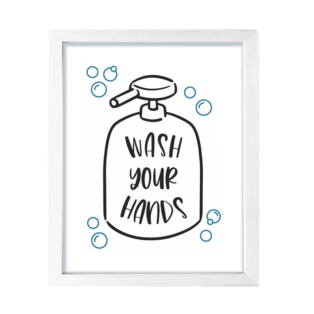 Wash Your Hands, Bathroom Framed Wall Art, Home Décor Prints